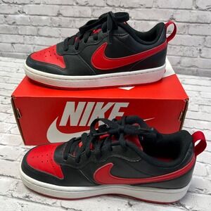 Nike Court Borough‎ Low 2 Boys Size 4.5Y Red Black White Athletic Shoes Sneakers